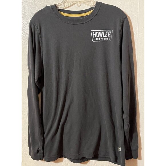 Howler Bros Men's Medium Long Sleeve Crew Neck Shirt Charcoal Gray White - Picture 1 of 5